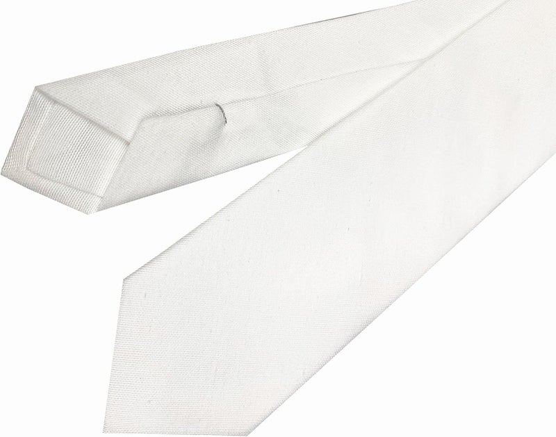 Elfeves Men's Skinny Solid Color Tie Causal Cotton Linen Narrow Slim cut Necktie - Image 3